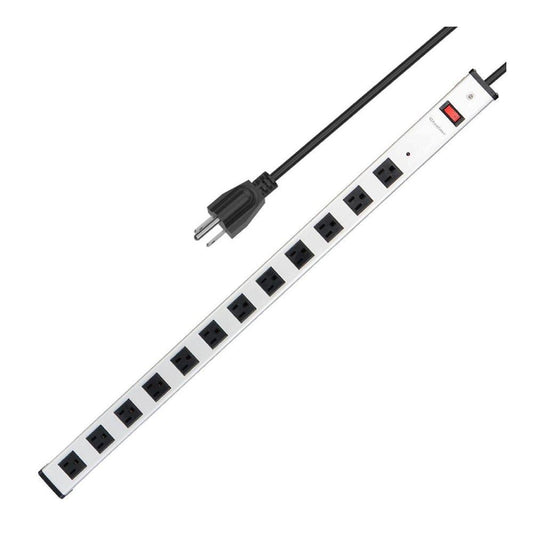 3 Ft 12 Outlets Power Bar With Surge Protection & Wall Mount Bracket WPB05