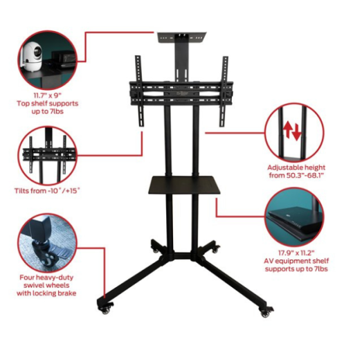 Rolling TV Stand - Tilt Motion 32"-80"