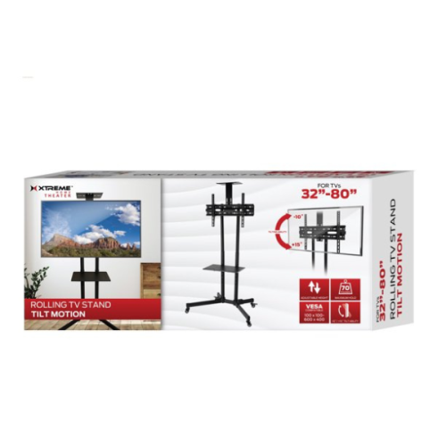 Rolling TV Stand - Tilt Motion 32"-80"