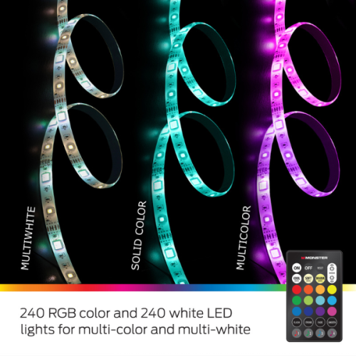MLB7-2049-RGB 32.8FT Sound-Reactive RGB LED Amplifier Light Strip, Customizable Multicolor Lighting, Remote Control
