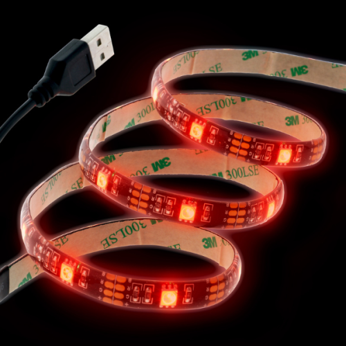 Monster MLB7-1054-BLK LED 6.5 ft Indoor Light Strip, Sound Reactive USB-Powered