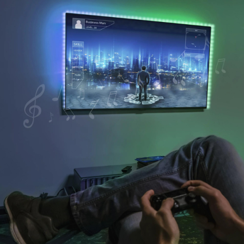 Monster MLB7-1054-BLK LED 6.5 ft Indoor Light Strip, Sound Reactive USB-Powered