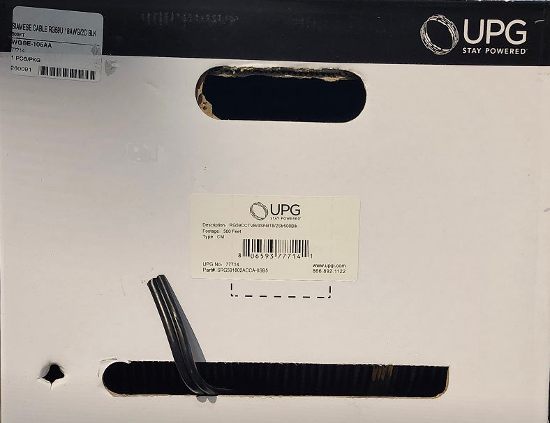 Siamese Cable Coaxial 500FT / Black/Security Camera Bulk 100% Copper Cable