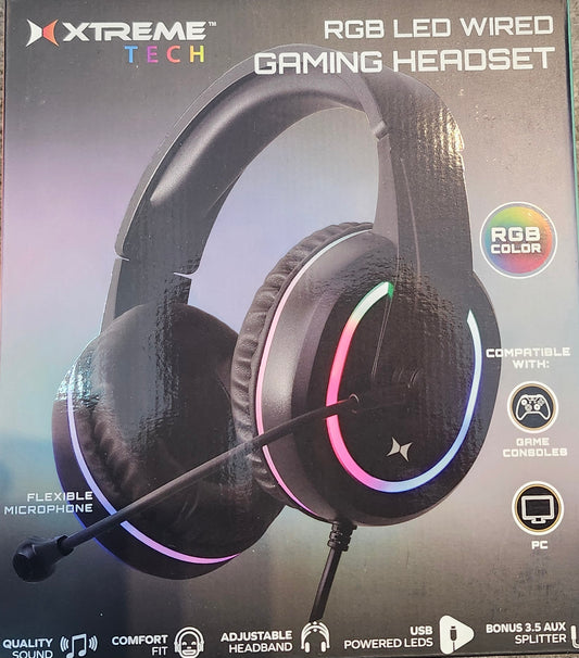 RGB LED WIRED GAMING HEADSET XHE2-1001-BLK