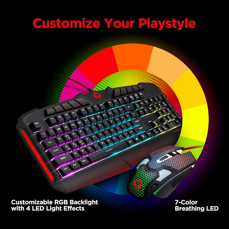 HyperGear 4 IN 1 Wired Gaming Keyboard and Mouse Headset Combo