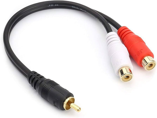RCA 1 (Male) to 2 RCA (Female) Stereo Audio Adapter Cable