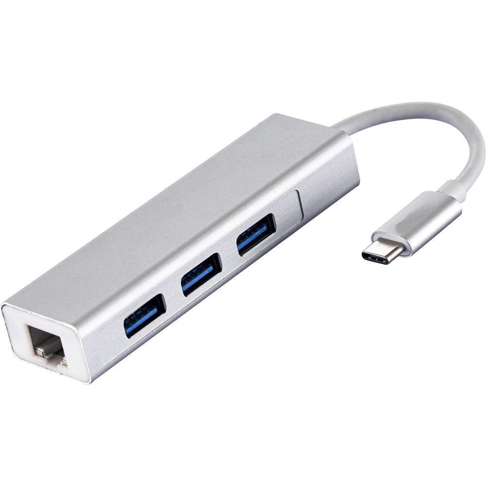 Type C USB-C to 3-Port USB 3.0 Hub with Ethernet Adapter