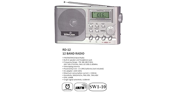SUNFLASH DIGITAL AM/ FM /SW AC/DC PORTABLE RADIO RD-12