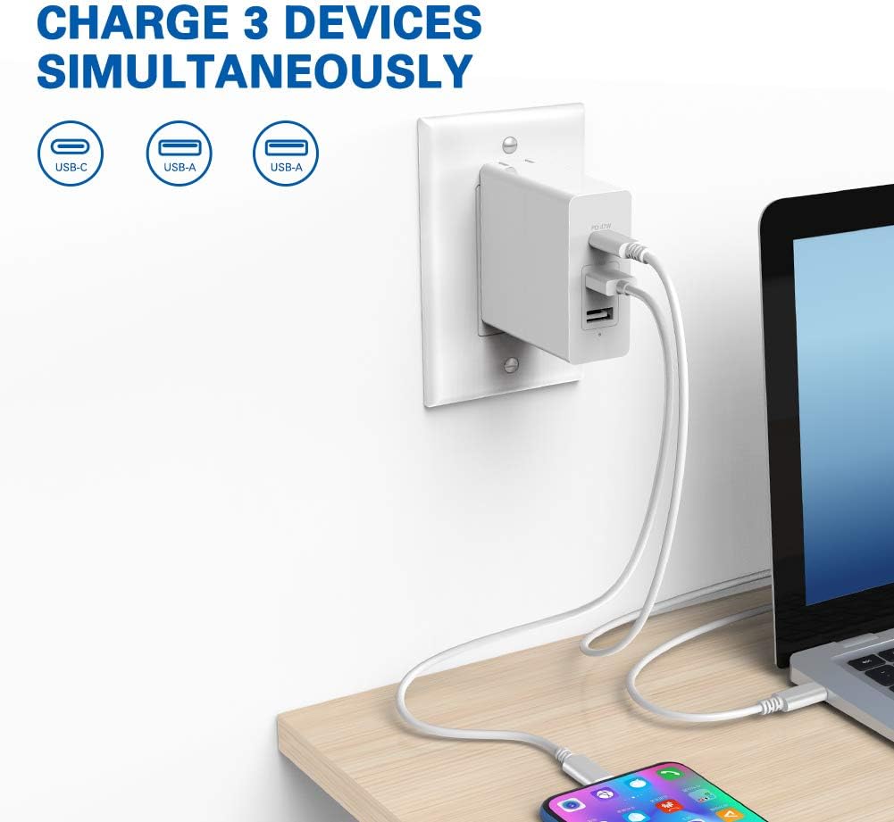 Huntkey 65W USB C Wall Charger, a 47W PD3.0 Quick Charge Port and 2-Ports USB-A Power Adapter (cUL Approved)