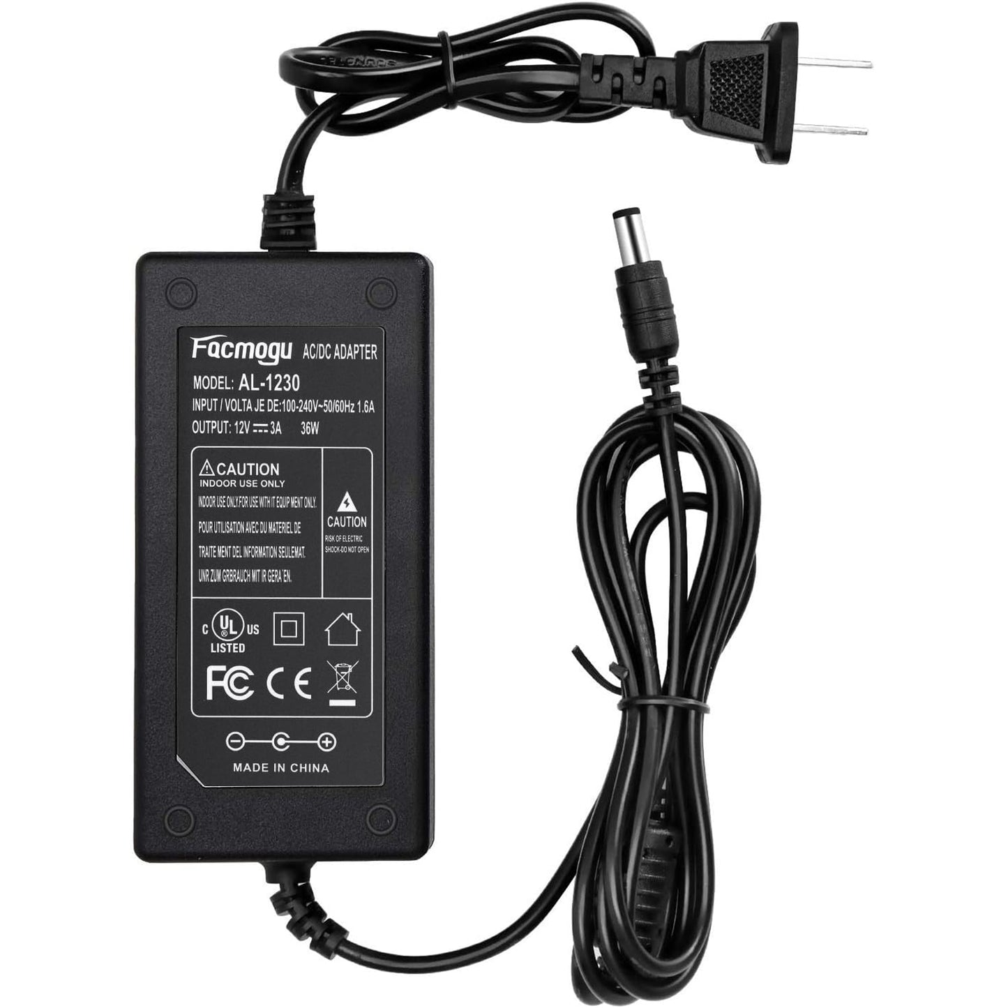 DC 12V 3A Power Adapter, 100-240V AC ADE033