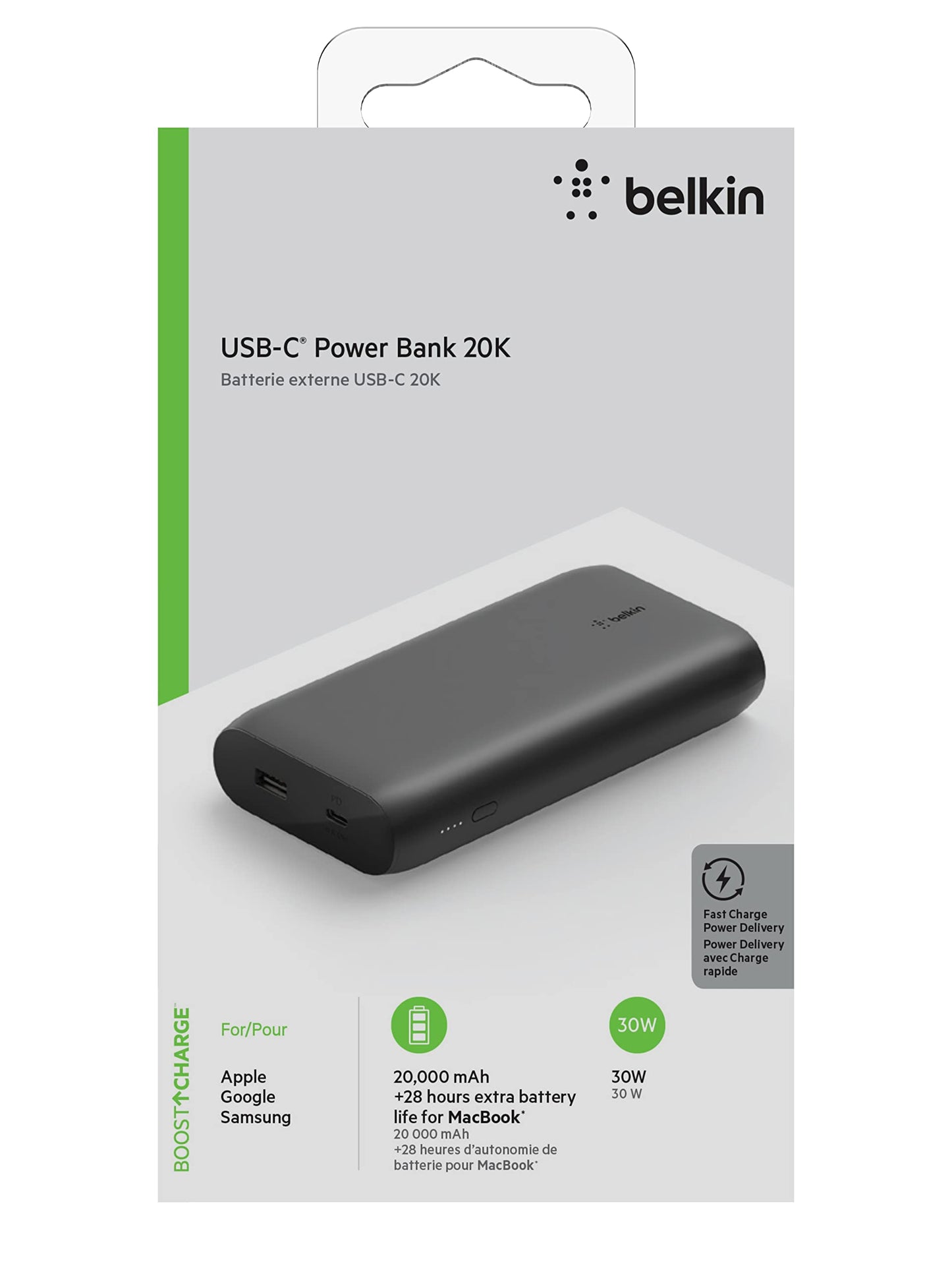 Belkin Boost Charge 3-Port 20,000mAh Power Bank-BPB012BTBK