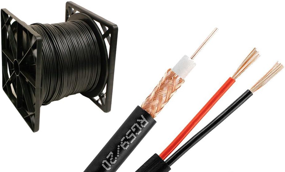 Siamese Cable Coaxial 500FT / Black/Security Camera Bulk 100% Copper Cable