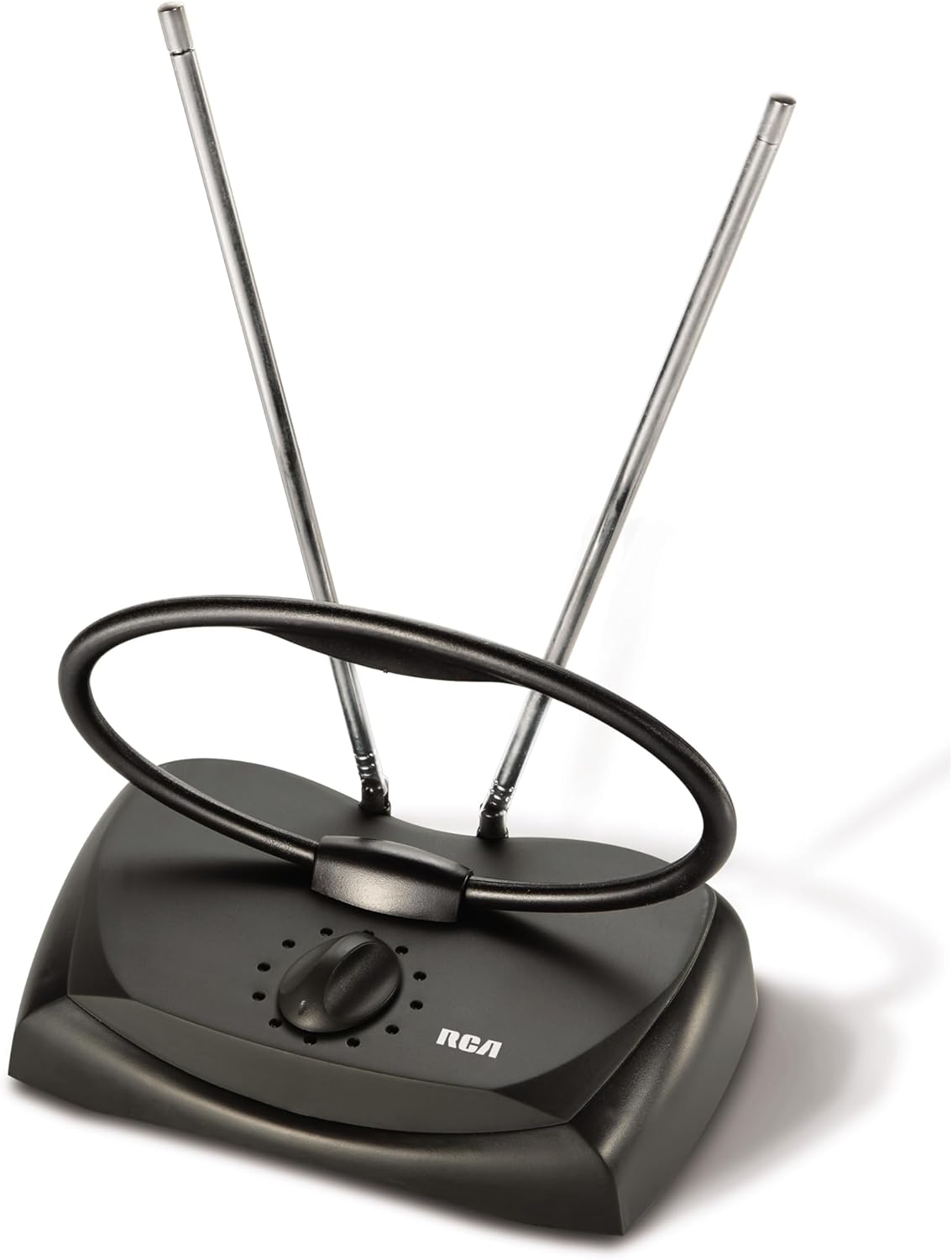 RCA CANT/ ANT121 UHF/VHF Adjustable Rabbit Ear Indoor 4K HDTV Antenna, 48 km (30 Mile) Range, Black