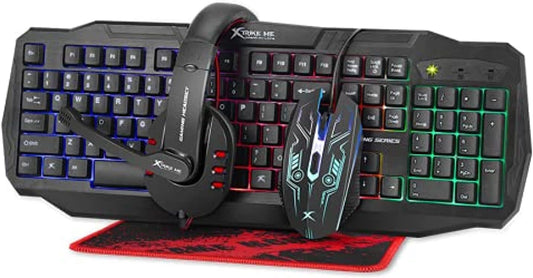 Rainbow Backlit Gaming Keyboard Mouse 4D Headset and Mousepad