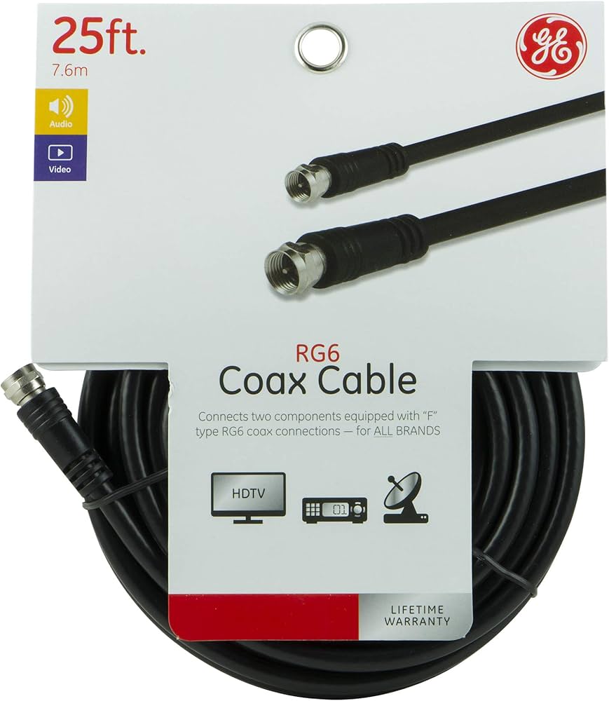 CÂBLE COAXIAL RG6 25PI NOIR