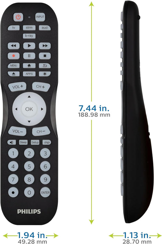 Philips - 4 Device Universal Remote Control Bluetooth Programmable, Backlit - Black-SRP4221B/27