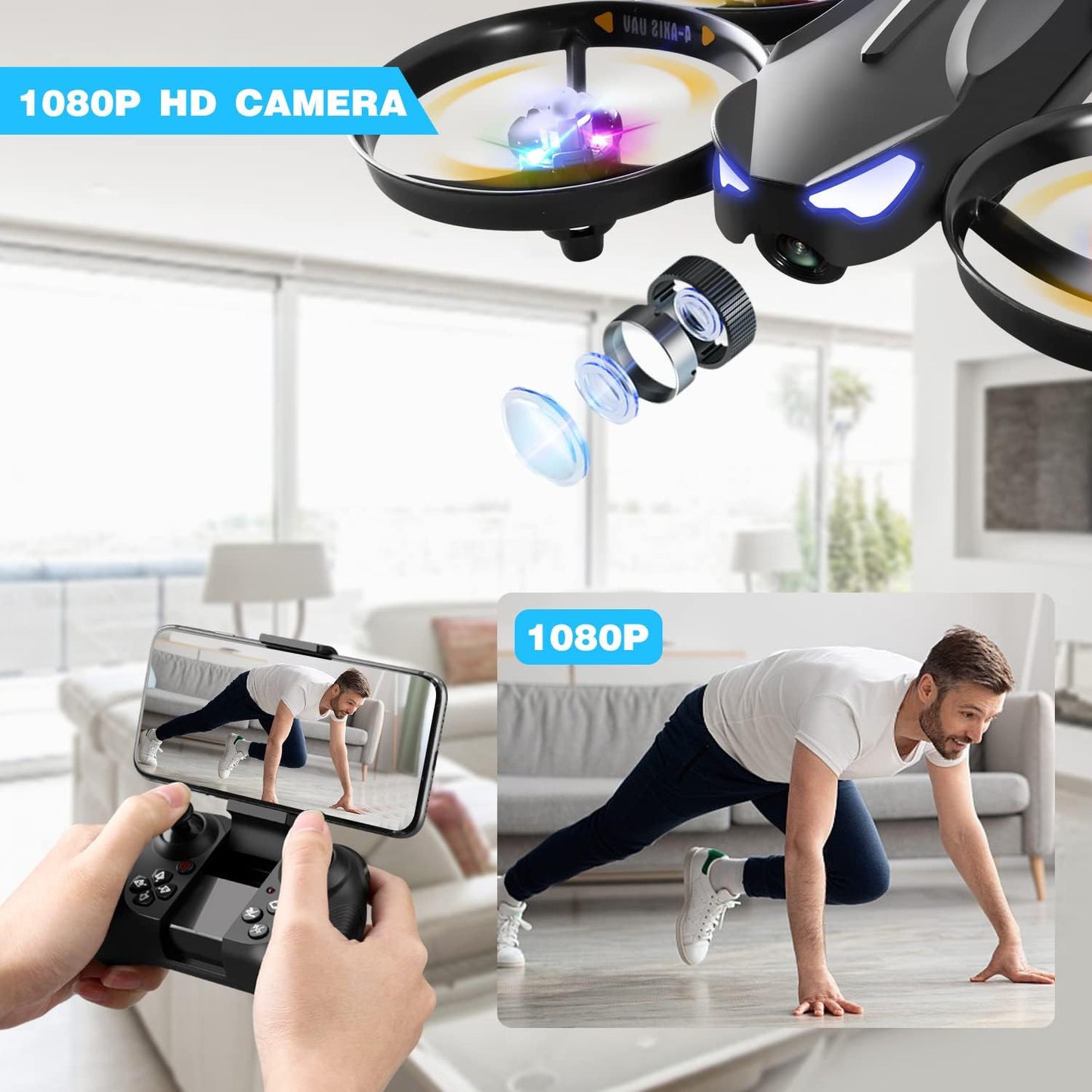 4DRC V16 Drone with Camera for Kids,1080P FPV Camera