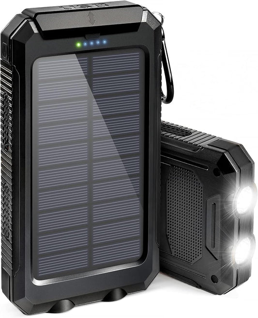 Solar Battery Pack with Dual 2 USB Port/LED Flashlights for Outdoor Camping