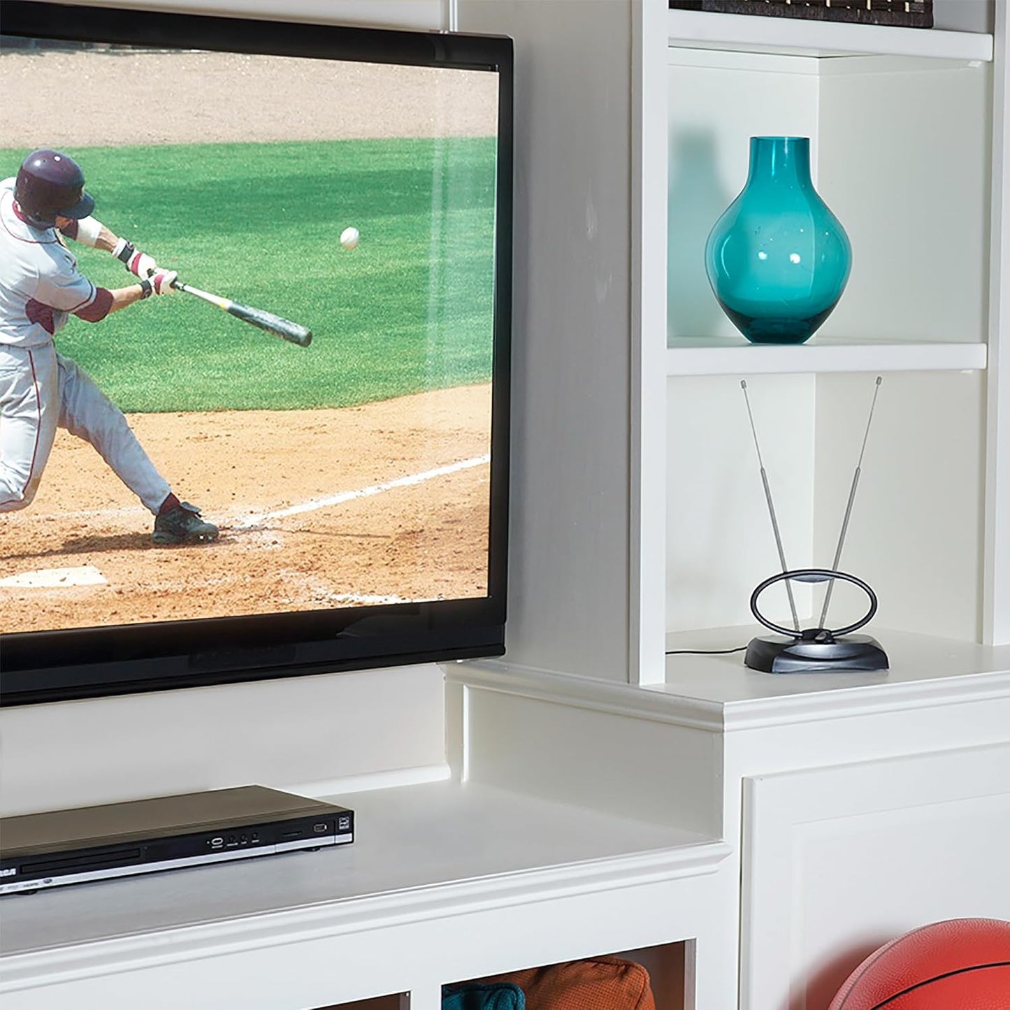 RCA CANT/ ANT121 UHF/VHF Adjustable Rabbit Ear Indoor 4K HDTV Antenna, 48 km (30 Mile) Range, Black