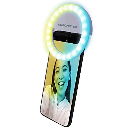 Selfie Light Clip, For Smartphones/Laptops/Tablets, 15 Color Modes, Rechargeable