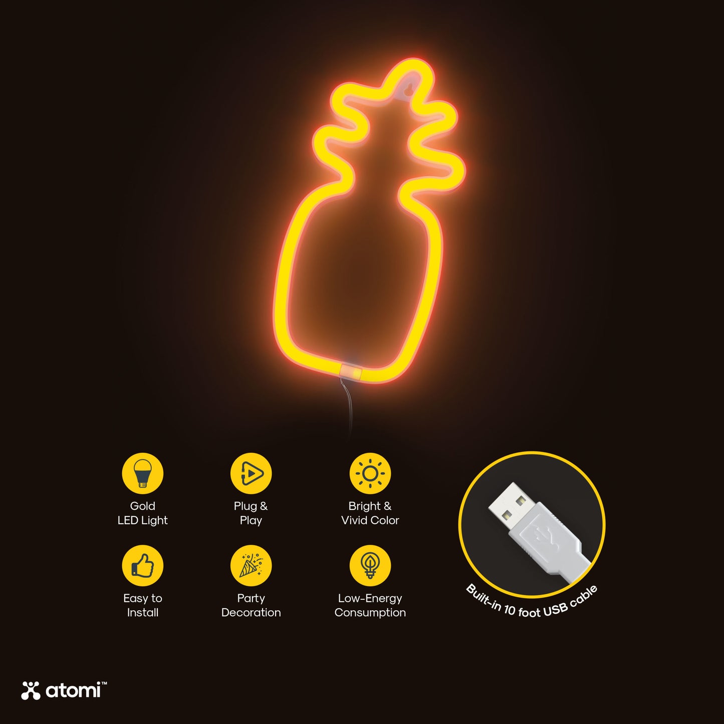 Pineapple-Shaped Neon Light