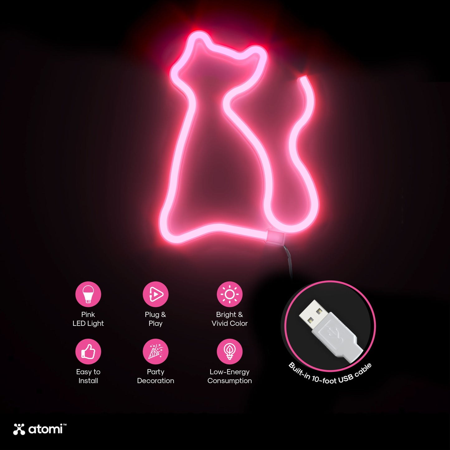 Pink Cat Neon Light