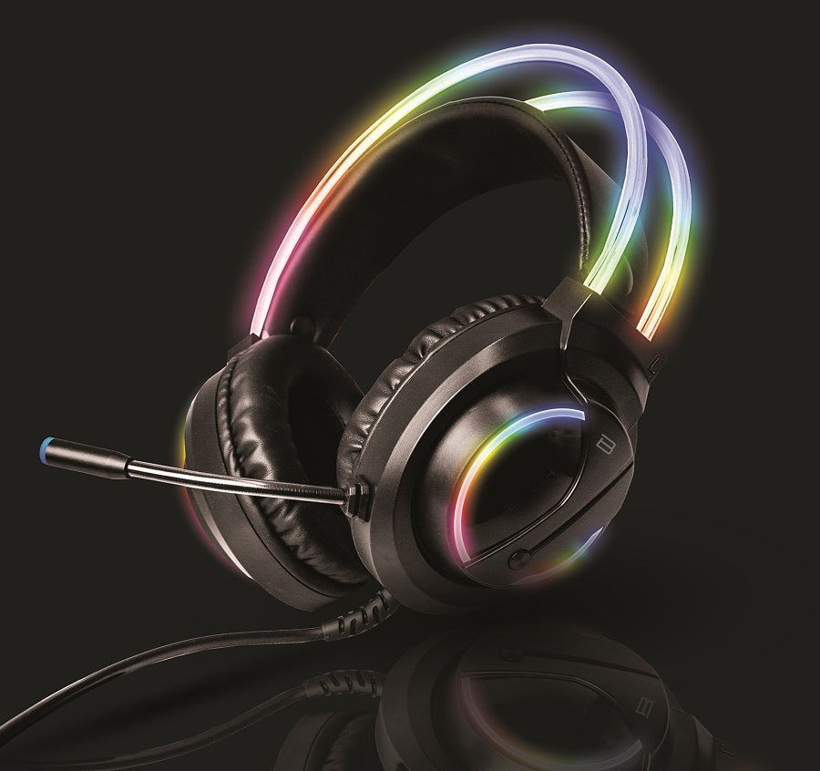 BY-GA-OH-107-BK BYTECH Casque de jeu avec rétroéclairage, deux bandes LED