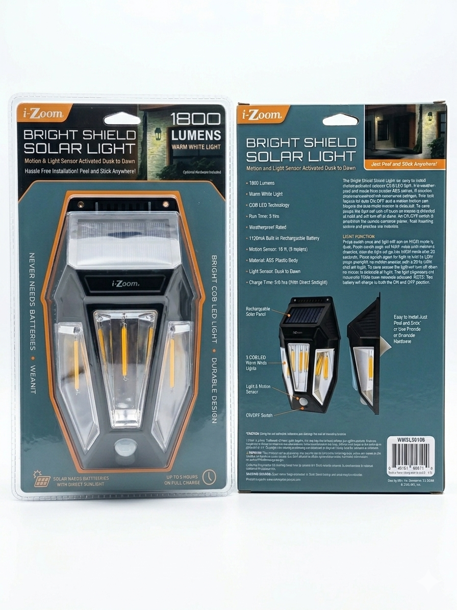 i-Zoom Bright Shield: 1800 Lumen Motion & Light Activated Dusk-to-Dawn Solar Security Light PRO-WMSL56106