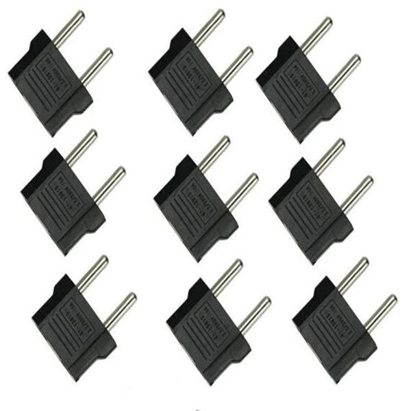USA to Europe Round Prong Travel Plug - Black (European - 100 Pack)