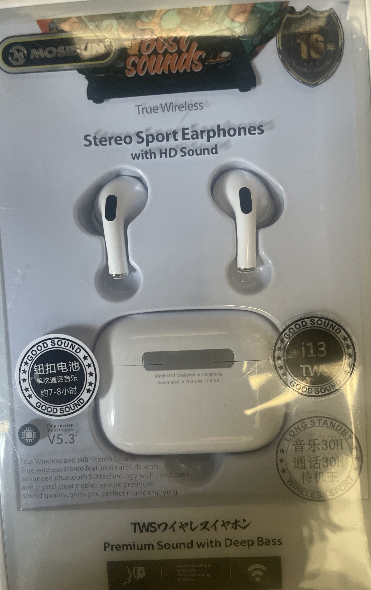 MOSINDUN i3 TWS deep bass stereo sport earphones