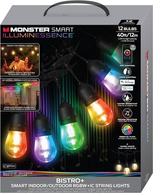 Monster Smart 35ft Bistro+ Patio LED RGB String Light,