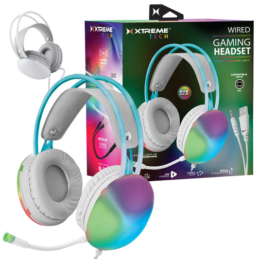 Wired Rainbow Multicolor Gaming Headset w/ Microphone XCA2-1040-GRY