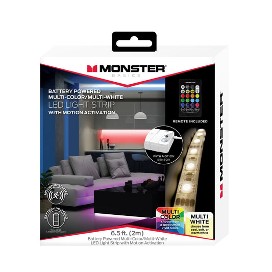 3 AA Batteries 6.5 ft. LED Multi-Color/Multi-White Strip Light With Motion Activation, Battery-Powered, 1-Pack