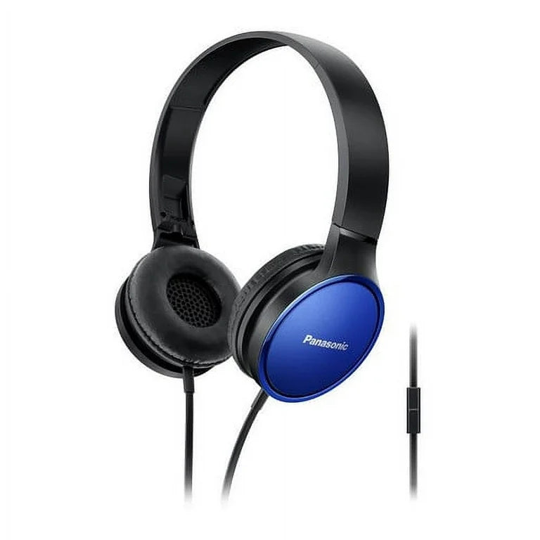 Panasonic Premium Sound On Ear Stereo Headphones RP-HF300M with Integrated Mic and Controller - Blue