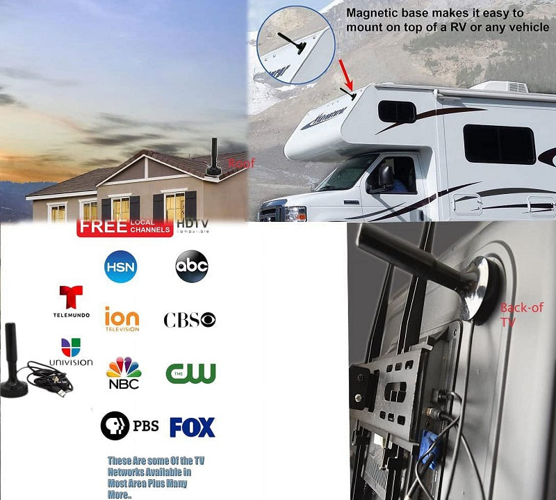 Indoor Outdoor Amplified VHF/UHF/HD/Digital TV Antenna