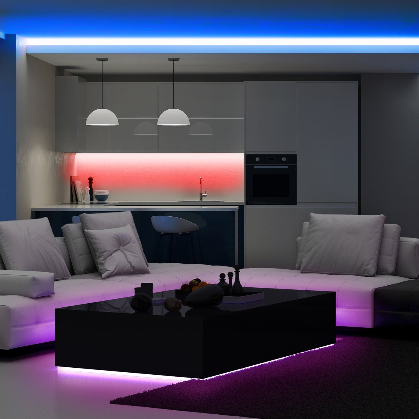 3 AA Batteries 6.5 ft. LED Multi-Color/Multi-White Strip Light With Motion Activation, Battery-Powered, 1-Pack