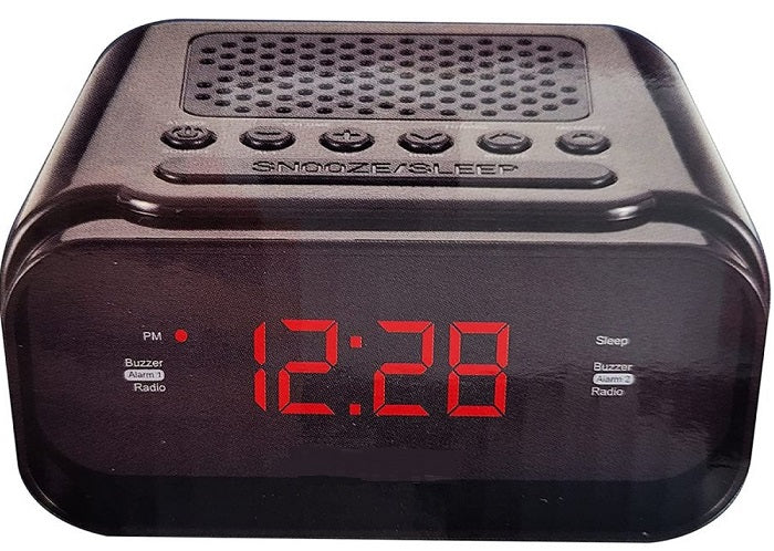 AM / FM Clock Radio with Digital Display, with Two Alarms setting, Black