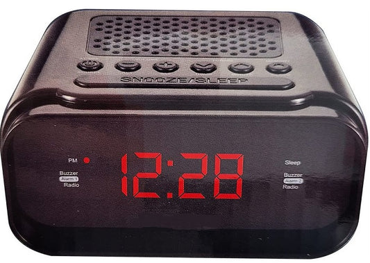 AM / FM Clock Radio with Digital Display, with Two Alarms setting, Black