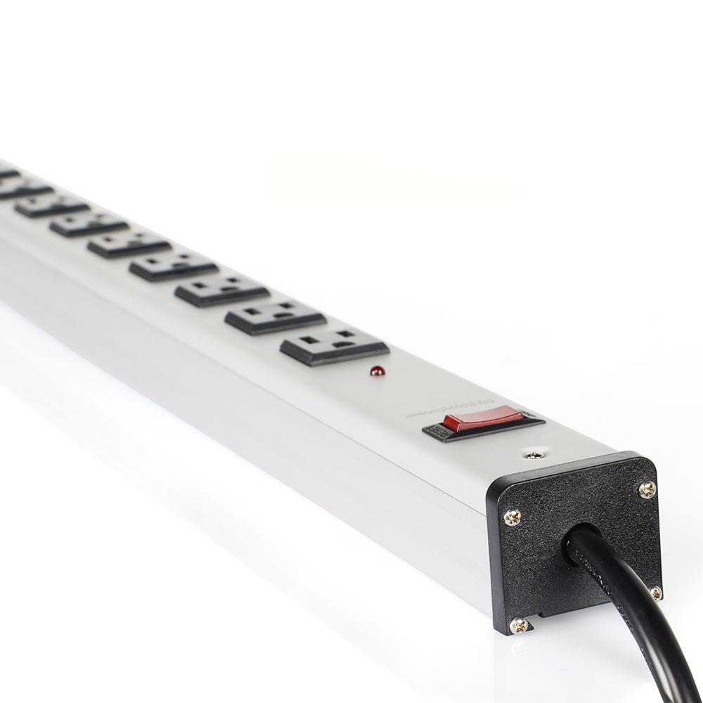3 Ft 12 Outlets Power Bar With Surge Protection & Wall Mount Bracket WPB05