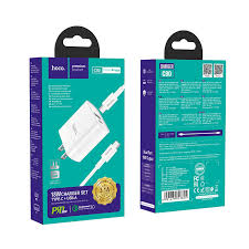 Hoco C80+CL 2 Ports Fast Wall Charger (USB A + Type-C) 20W Including type-c to IP cable