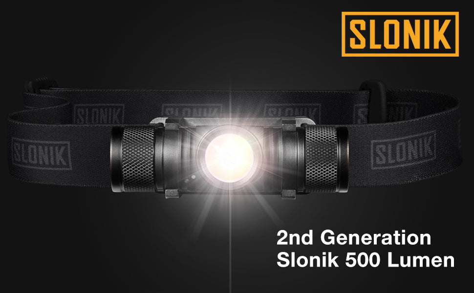 SLONIK LED Headlamp Flashlight - 500 Lumen USB Rechargeable Headlight S10