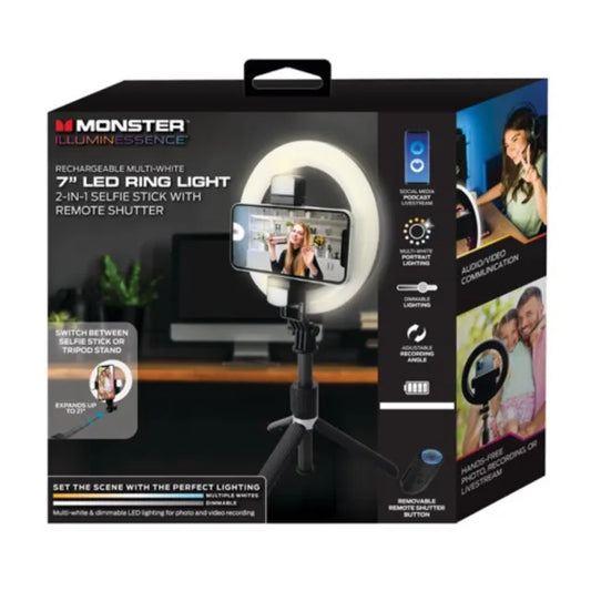 Monster MSV7-1012-MWT 12 in. Multicolor LED Ring Light with Flexible Tripod