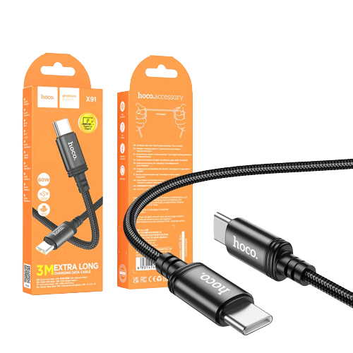 3M HOCO X91CC 60W CHARGING & SYNC CABLE TYPE C TO C (X91CC)