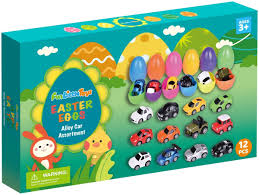 Oeufs de Pâques préremplis avec des voitures moulées sous pression, kit de 12 pièces