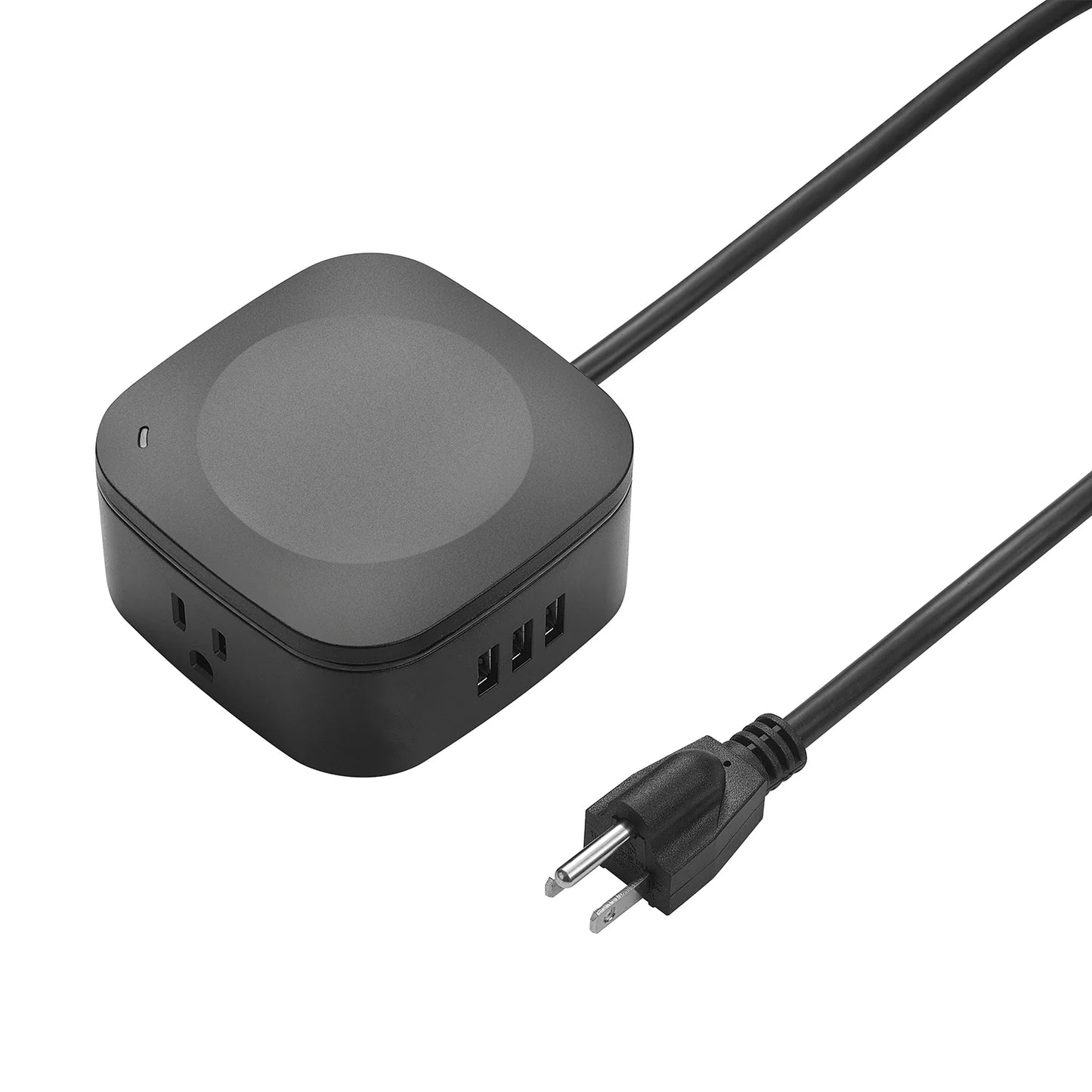 6 ft. 2-Outlet Black 3-USB Wireless Charging Surge Protector Desktop Power Hub 78353