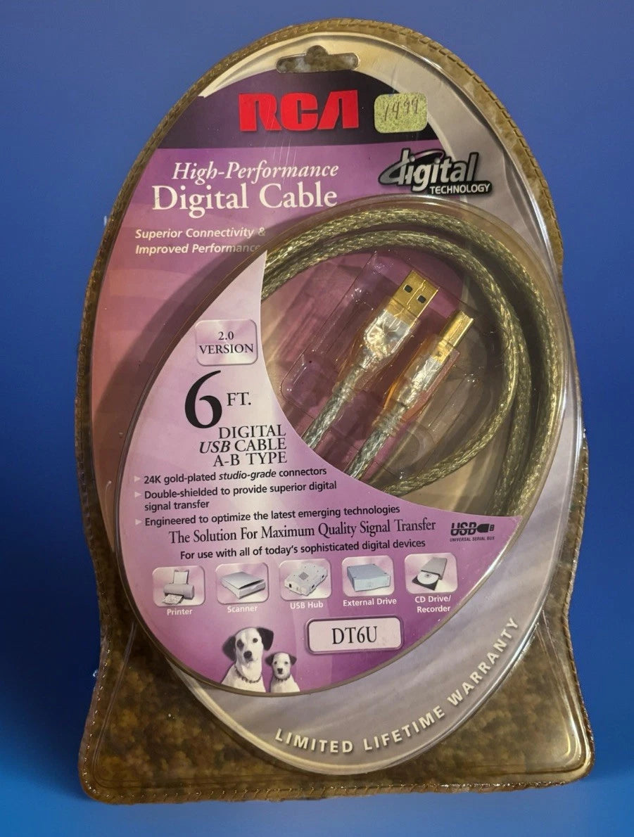 HIGH PERFORMANCE GOLD PLATED 6FT PRINTER CABLE (RCA DT6U)