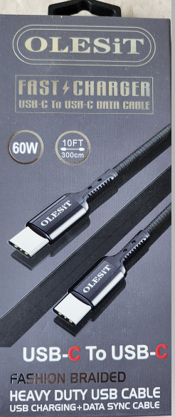 USB-C TO USB-C 10FT.BRAIDED HEAVY DUTY USB CABLE UNC-K190