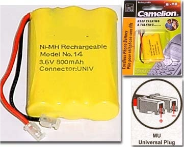PRO-STYLE 14    CORDLESS PHONE NI-MH 3AAA RECHARGEABLE BATTERY (CLEAR PLUG)