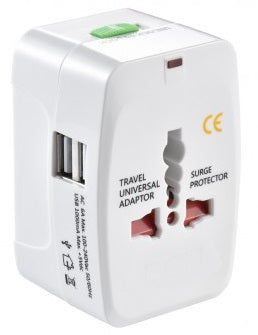Universal Travel Plug Adapter w/ Dual USB Port-PRO--909USB