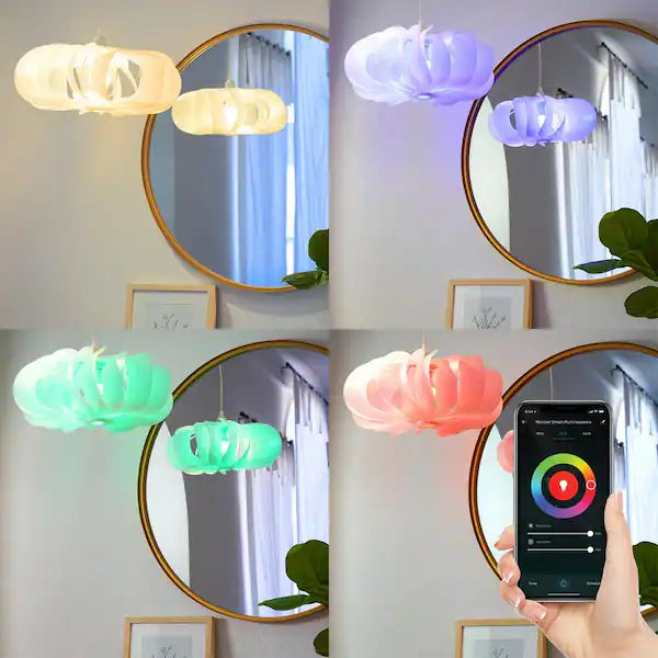 Bloom Hanging Pendant White Lamp with A Smart 1 Light Bulb